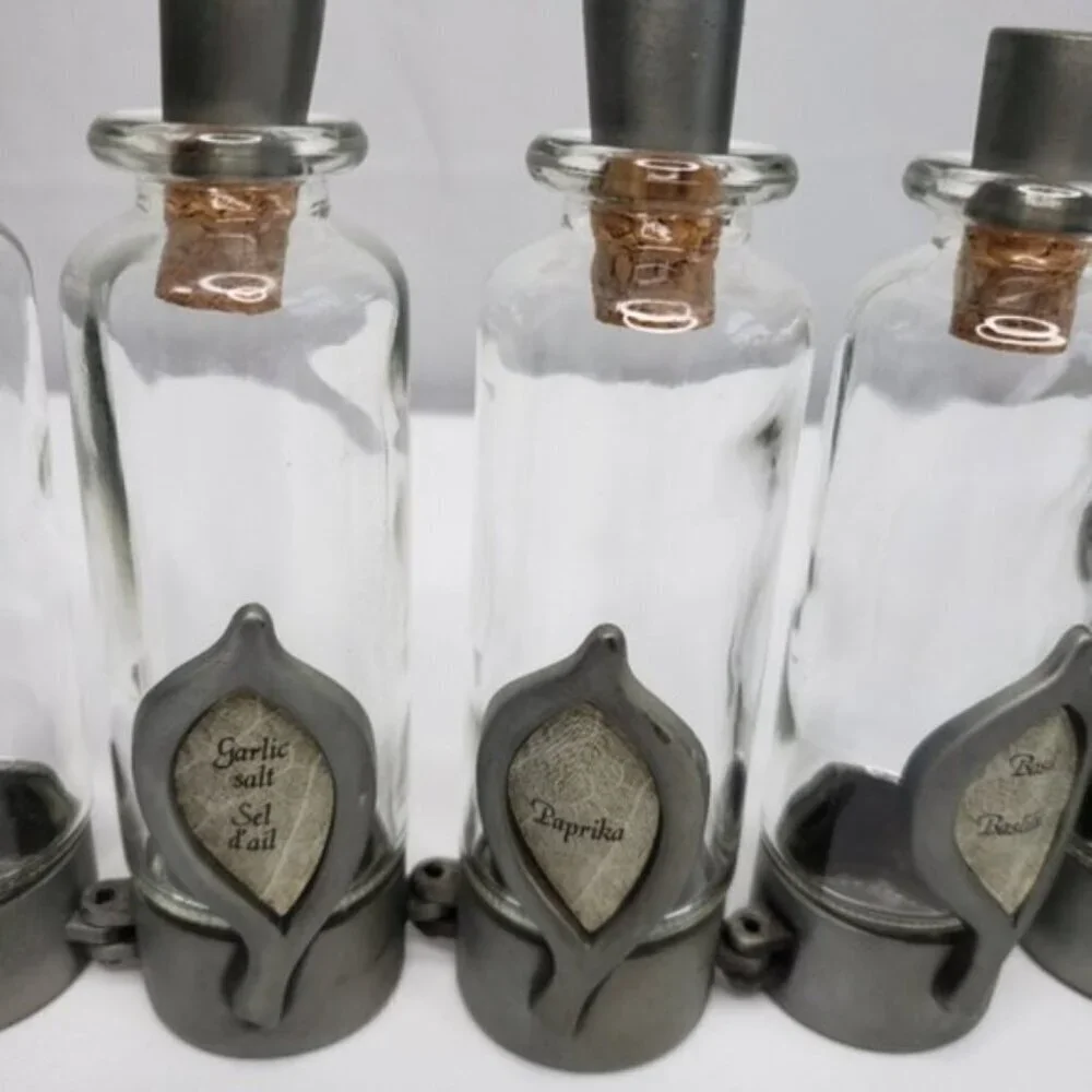 Unique Jars Spice Witchy Goth Silver Tone 6 Jars Kitchen Spells - Picture 4 of 16